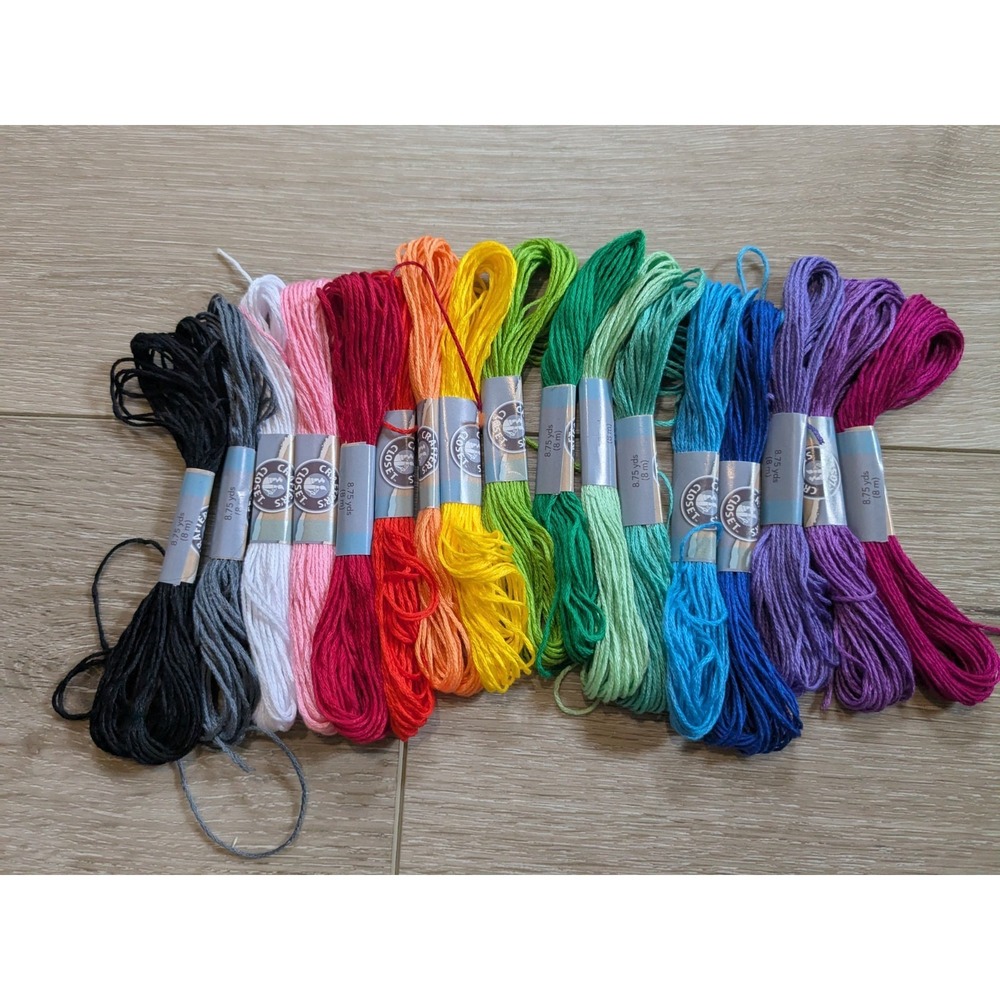 Lot of 17 Crafter's Closet Multi-Color Cotton Embroidery Floss Needlepoint